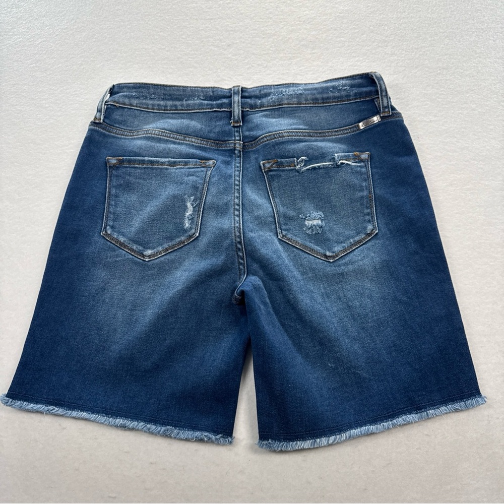 KanCan Dark Blue Distressed Denim Bermuda Shorts - Picture 4 of 9